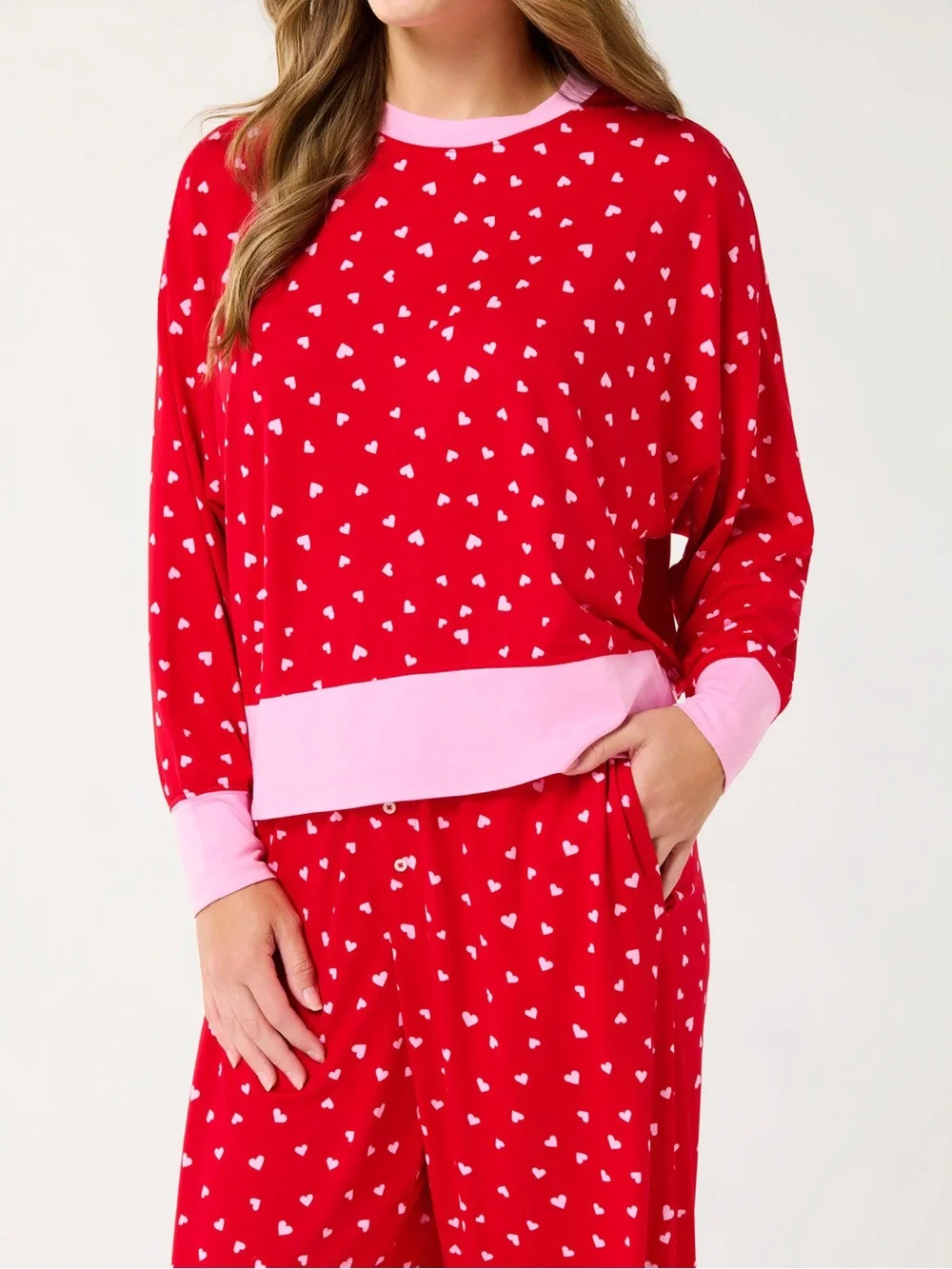 Shiraleah Mini Hearts Ultra-Soft Jersey Knit PJ Set, Red